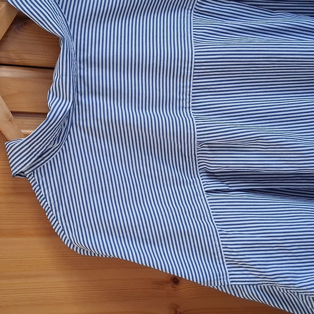 Old Navy NWT Blue White Stripe Cotton Long Sleeve Maxi Shirt Dress Size 3X - Picture 7 of 9